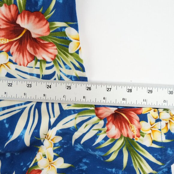 Two Palms Mens Hawaiian Shirt Large Rayon Button Up Blue Tropical Vacation - Picture 4 of 5